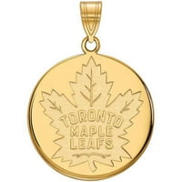 Стерлинг Сребро позлатени НХЛ Логоарт Торонто Мейпъл Лийфс ЛГ диск висулка