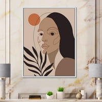 Дизайнарт 'ретро минималистичен портрет на младо момиче' модерна рамка платно за стена арт принт