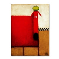 Марка изобразително изкуство 'червено куче с ябълка' платно изкуство от Даниел Патрик Кеслер