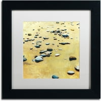 Търговска марка изобразително изкуство камъчета на плажа платно изкуство от Мишел Калкинс, бял мат, черна
