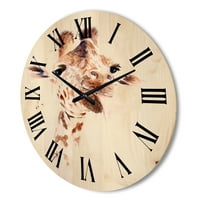 Дизайнарт 'близък портрет на жираф х' дървен стенен часовник