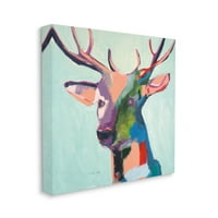 Ступел индустрии Цветен блок елен портрет Абстрактен Пачуърк дизайн от Мелиса Лайънс, 24 24