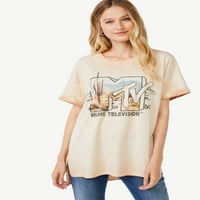 Лъжичка Дамска Пустинна скица графична тениска с къс ръкав
