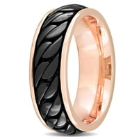Миабела Мъжки Розово злато и черен рутений флаш покритие стерлинги Сребърен линк дизайн пръстен