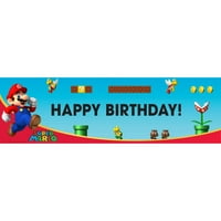 Супер Марио Брос Банер За Рожден Ден, Среден