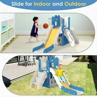 Вебреда детска пързалка за малки деца възраст 1-закрит открит пързалка и катерене играчка с баскетболен обръч