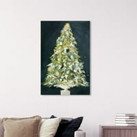 Уинууд студио Холидей и сезонен Принт за картини 'коледно дърво 2' празници-зелено, бяло