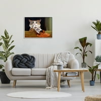 Ступел индустрии разля Боб хумористични котка кухня животните живопис Живопис сива рамка изкуство печат стена
