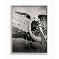 Ступел индустрии старо училище Реколта самолет витло черно-бяла снимка рамкирани стена изкуство от Джон Слемп