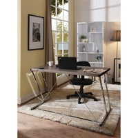 Правоъгълно бюро с буксир, дъб кафяво и сребристо-цвят: Кафяво и сребристо