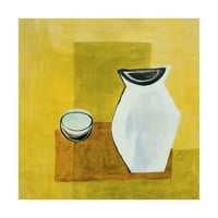 Търговска марка изящно изкуство 'ваза върху жълто' платно изкуство от Пабло Естебан