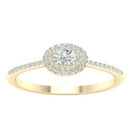 Имперски диамантен пръстен с двойно ореол в 10к жълто злато