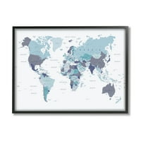 Ступел индустрии световната карта с етикети монохромни сини региони, 20, проектиран от градски Богоявление