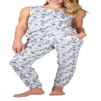 Пижама Хенли потник и джогинг комплект супер мек Бохо Цветен полиестер смес пижама комплект Дамски