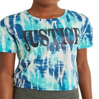 Правосъдие Момичета Всеки Ден Фаворити Тениска С Къс Ръкав Графичен, Размери 5 - & Плюс
