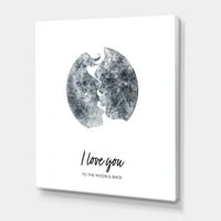 Дизайнарт 'Целувката на двама влюбени в романтична лунна форма' модерно платно Принт за стена