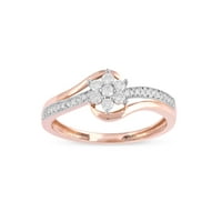 Карат Т. в. диамантен байпас цвете 10кт Розово злато мода пръстен