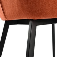 Съвременен стол за хранене в матово черно покритие и оранжев плат
