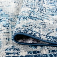 Традиционна зона килим Медальон синьо, крем вътрешен бегач лесен за почистване