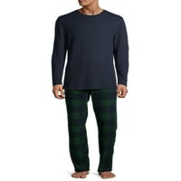 Ханес мъже и големи мъже Хтемп екипажа и уютен Микрофлийс панталон пижама комплект, 2-парче, размери с-5ХЛ