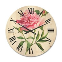 Дизайнарт 'Древни Розови Божури' Традиционен Дървен Стенен Часовник