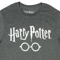 Мъжки очила за Хари Потър и светкавица текст графична тениска