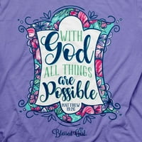 Дамска тениска благословено момиче с Бог-виолетово-3х-голяма