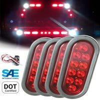 Комплект от светодиодни 6 овални червени светлини за маркиране на маркера за спиране на спирачката за ремарке