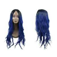 Уникални изгодни човешки перуки за жени дама 28 Кралско синя къдрава перука с перука капачка
