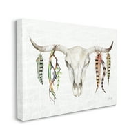 Ступел Индъстрис Лонгхорн животински череп Югозападен говеда шарени пера, 24, дизайн от Марла Рей