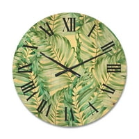 Дизайнарт 'тропически зелени листа от монстера' тропически дървен стенен часовник