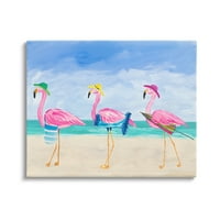 Ступел индустрии сладко розово Фламинго плаж облекло разхождащи се крайбрежие илюстрация крайбрежна живопис