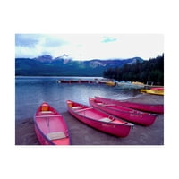 Изобразително изкуство 'четири розови лодки Канадски скалисти планини' платно изкуство от Монте Нейглер