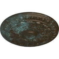 Екена Милуърк 3 4 од 1 2 П Колтън таван медальон, Ръчно рисувана бронзова синя патина
