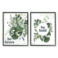 Ступел индустрии бъдете смели и смели цитат ботанически акварел монстера листа, 14, дизайн от Валери Винерс