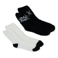 Дамски чорапи с плюшена снежинка, 2-пакет