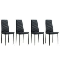 Хомо модерни столове за хранене Комплект от 4, трапезария ПЪЗ кожени стол за хранене, Странични столове за дома кухня хол, Черен