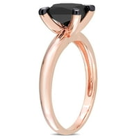 Карат Т. в. черен диамант 14кт Розово злато квадрат черен родий покритие пасианс годежен пръстен