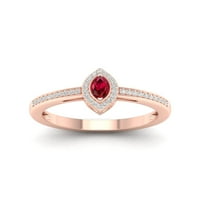 Императорски скъпоценен камък 10к Розово злато Маркиза шлифован Рубин 1 10кт диамант хало Дамски пръстен