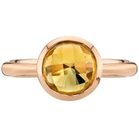 Ораво 1. КТ кръгла форма Цитрин пръстен пасианс в 14к Розово злато
