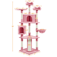 Лесно Мода 79 многоетажна кула за котка дърво с надраскване, Розово