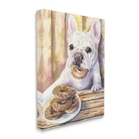 Ступел Индъстрис френски булдог с понички десерт домашен любимец куче платно стена изкуство, 48, дизайн от