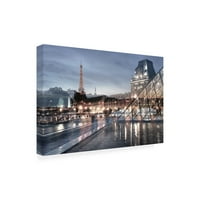 Търговска марка изящно изкуство 'Лувър с Айфеловата кула Виста 1' платно изкуство от Алън Блаустей