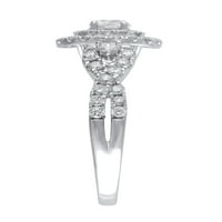 Карат Т. У. блясък изящни бижута овално изрязан диамантен годежен пръстен в 10кт Бяло Злато, Размер 8
