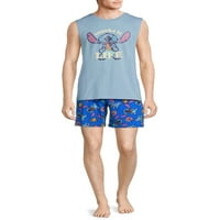 Дисни бод Мъжки потник и шорти пижама комплект, 2-парче, широк