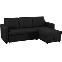 Алден дизайн двусекционен разтегателен диван с разтегателно легло и място за съхранение, Черен