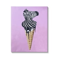 Ступел индустрии шарени зебра сладолед конус лилаво фон картини Галерия-увити платно печат стена изкуство,