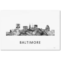 Търговски марки изящно изкуство 'Балтимор Мериленд силует сб-БВ' платно изкуство от Марлийн Уотсън