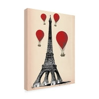 Изкуство 'Айфелова кула и балони с горещ въздух' платно от фаб фънки
