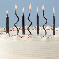 Голяма стойност черни прави и къдрави свещи за рожден ден, 16-Брой